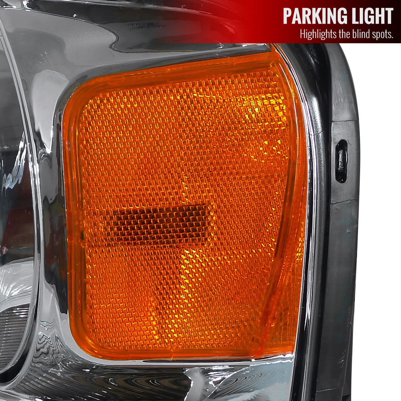2004-2008 Ford F-150/ 2006-2008 Lincoln Mark LT Projector Headlights w/  Amber Reflectors (Chrome Housing/Clear Lens)