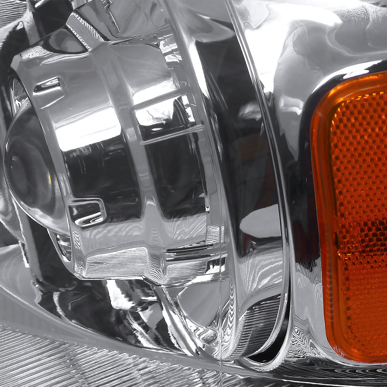 2004-2008 Ford F-150/ 2006-2008 Lincoln Mark LT Projector Headlights w/  Amber Reflectors (Chrome Housing/Clear Lens)