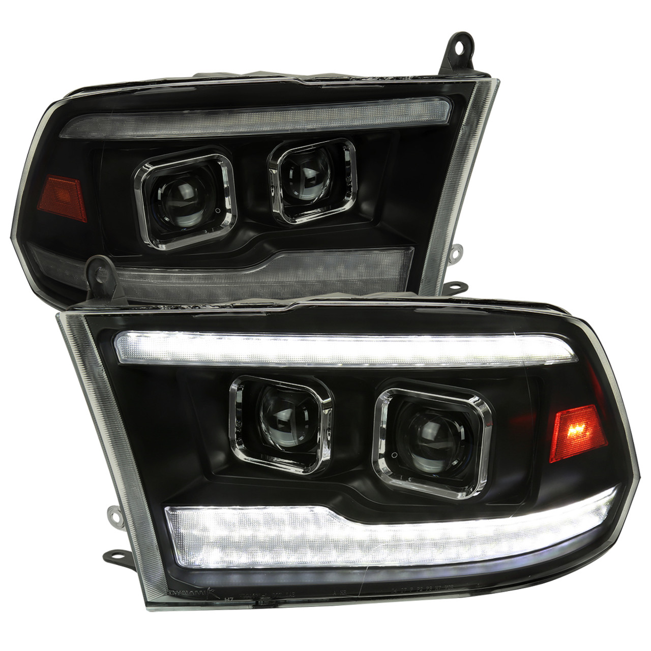 2009-2018 Dodge RAM 1500 / 2019-2021 RAM Classic / 2010-2018 RAM 2500 3500  Switchback Sequential Projector Headlights (Matte Black Housing/Smoke Lens)