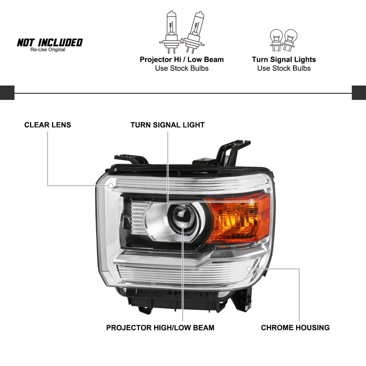 USヘッドライト GMC Sierra 1500 / 2500HD / 3500HDのヘッドライト2015