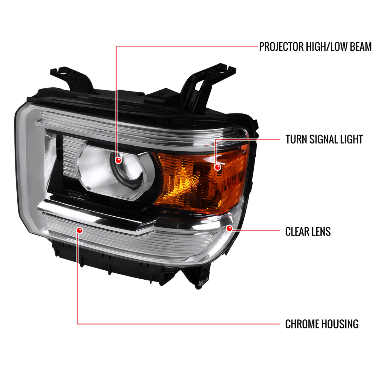 2014-2019 GMC Sierra 1500/2500HD/3500HD Projector Headlights