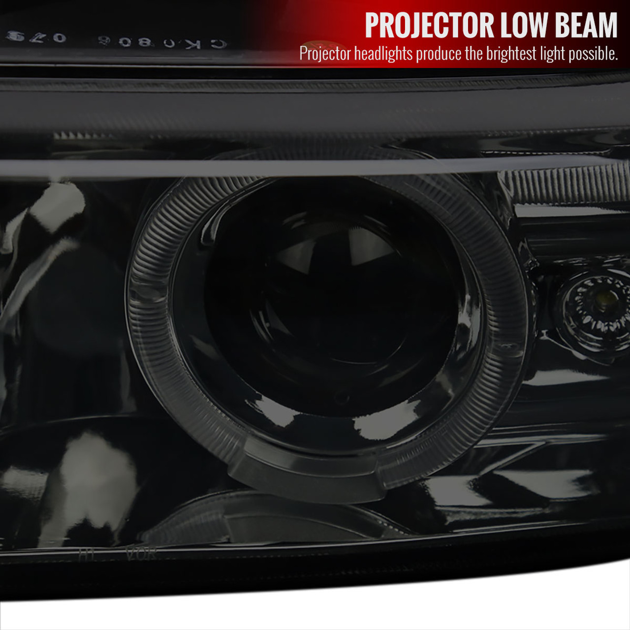 1999-2002 Chevrolet Silverado/ 2000-2006 Tahoe Suburban Dual Halo Projector  Headlights (Chrome Housing/Smoke Lens)