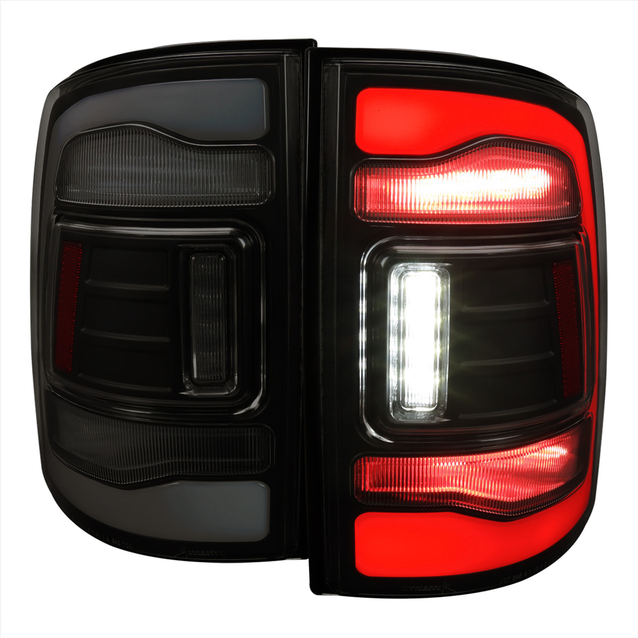 2009-2018 Dodge RAM 1500/2019-2022 RAM 1500 Classic/2010-2018 RAM 2500 3500  LED Bar Tail Lights (Black Housing/Smoke Lens)