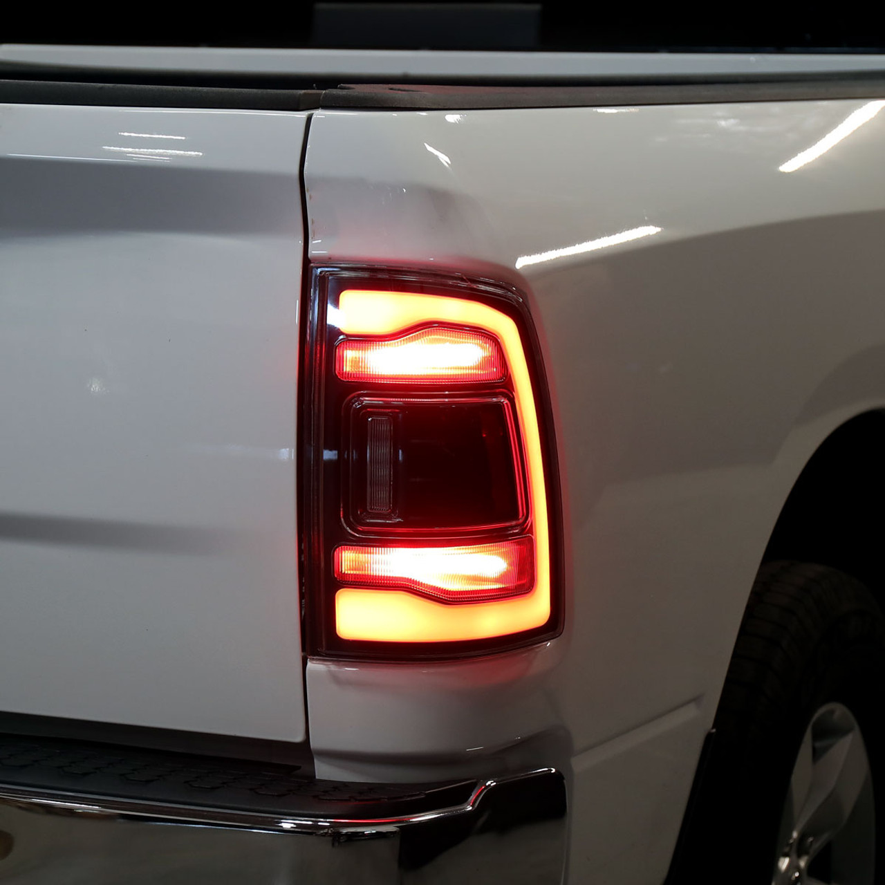 2009-2018 Dodge RAM 1500/2019-2022 RAM 1500 Classic/2010-2018 RAM 2500 3500  LED Bar Tail Lights (Black Housing/Smoke Lens)