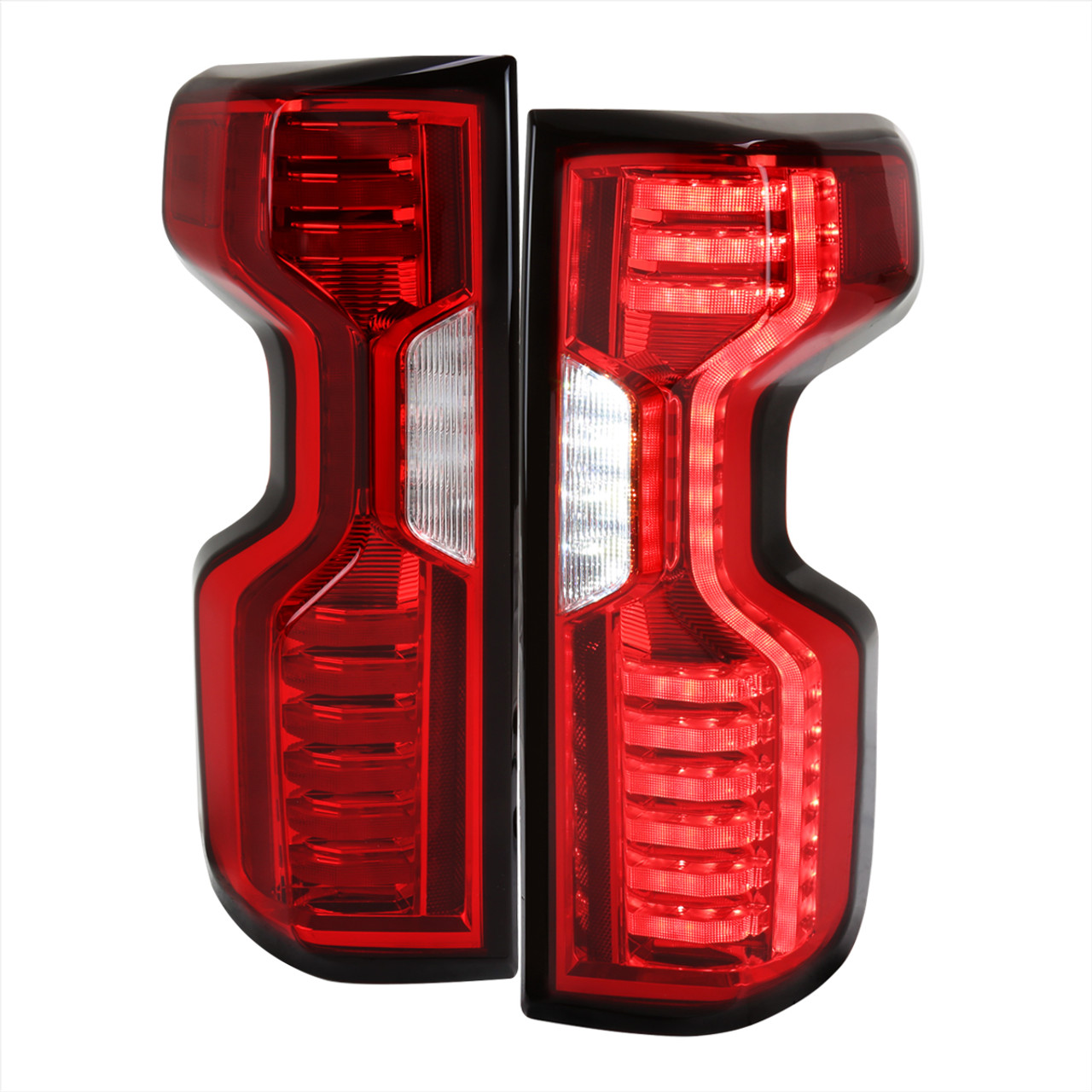 2019-2022 Chevrolet Silverado 1500 / 2020-2022 Silverado 2500HD/3500HD LED  Tail Lights (Chrome Housing/Red Lens)