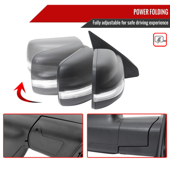 2019-2024 Dodge RAM 1500 Black Power Adjustable, Auto Fold, BSD & Heated Side Mirror w/ LED Puddle Light and Turn Signal Light - Passenger Side Only 2019-2024 Dodge RAM 1500 Black Power Adjustable, Auto Fold, BSD & Heated Side Mirror w/ LED Puddle Light and Turn Signal Light - Passenger Side Only