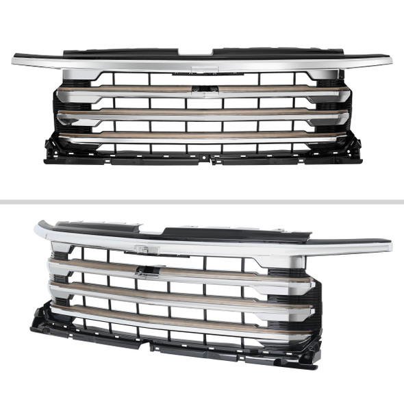 2022-2024 Chevrolet Silverado 1500 High Country Chrome Mesh Front Upper Hood Grille 2022-2024 Chevrolet Silverado 1500 High Country Chrome Mesh Front Upper Hood Grille