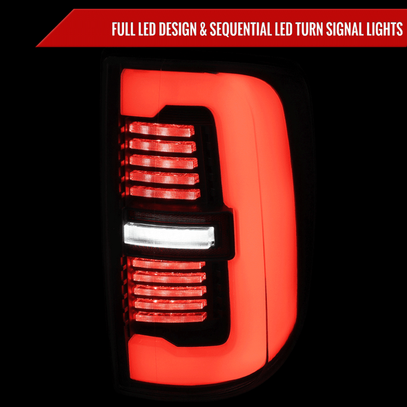 2019-2024 Dodge RAM 2500/3500 LED Sequential Signal Tail Lights (Glossy Black Housing / Dark Smoked Lens)