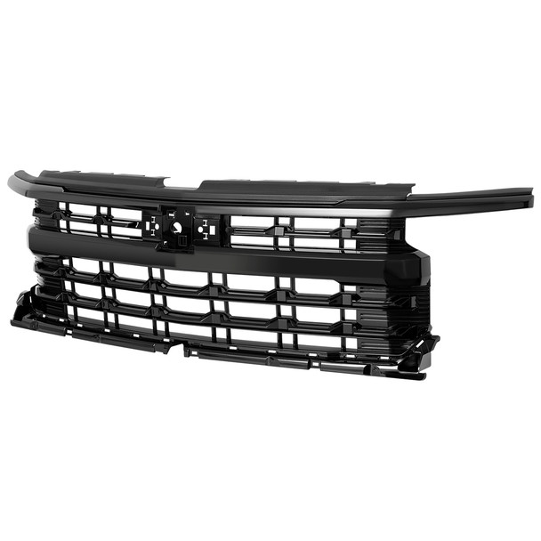 2022-2024 Chevrolet Silverado 1500 Glossy Black Mesh Front Upper Hood Grille 2022-2024 Chevrolet Silverado 1500 Glossy Black Mesh Front Upper Hood Grille