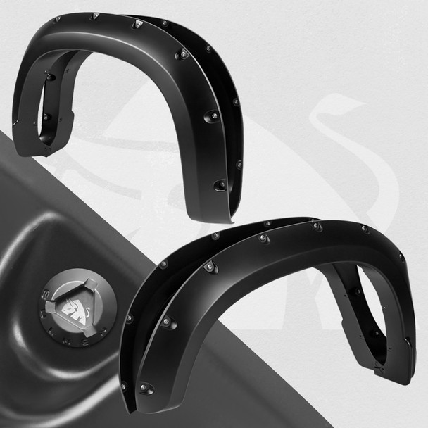 2019-2024 Chevrolet Silverado 1500 Matte Black Rivet Style Fender Flares