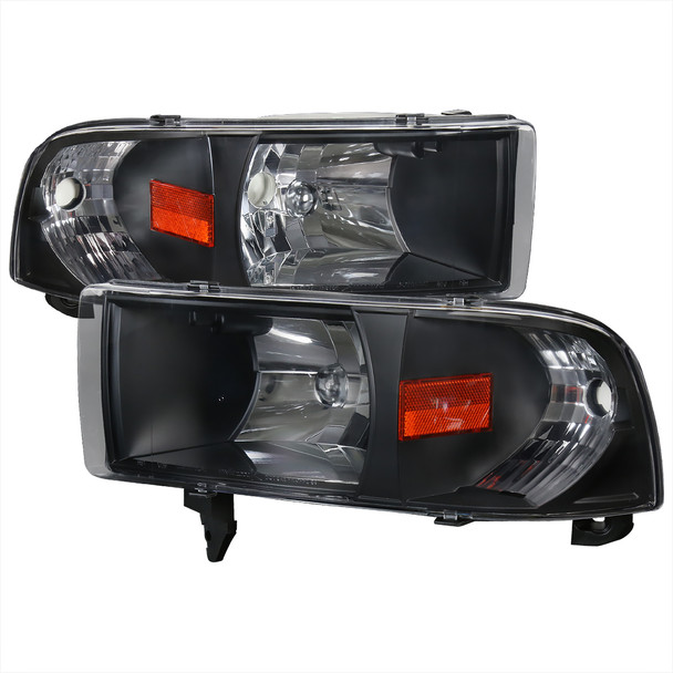 1994-2001 Dodge RAM 1500/ 1994-2002 RAM 2500 3500 Factory Style Headlights (Matte Black Housing/Clear Lens)