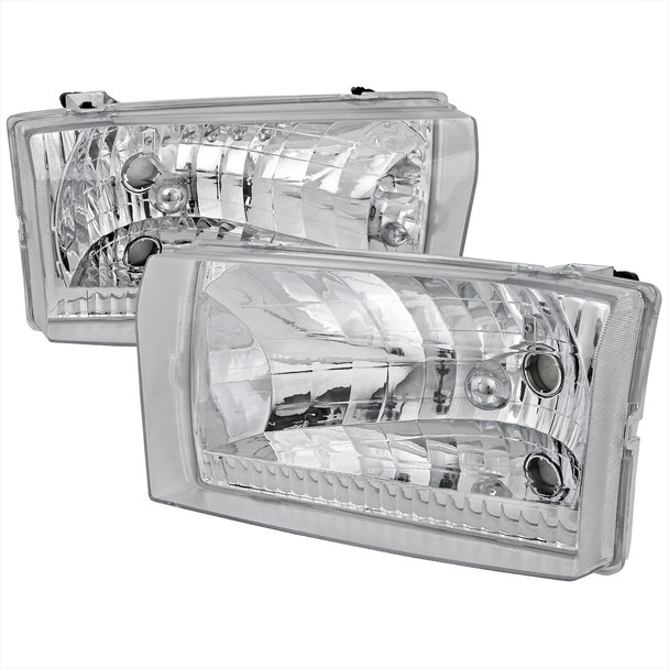 1999-2004 Ford F-250/F-350/F-450/F-550/Excursion Factory style Headlights (Chrome Housing/Clear Lens)