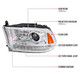 2013-2018 Ram 1500 2500 3500 LED Bar Projector Headlights (Chrome Housing/Clear Lens)