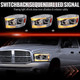 2006-2008 Dodge RAM 1500 / 2006-2009 RAM 2500 3500 Projector Headlights with Switchback Amber LED Strips, Sequential Turn Signals, DRL & Startup Animation (Chrome Housing / Clear Lens)