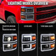2014-2015 Chevrolet Silverado 1500 Projector Headlights w/ LED DRL (Matte Black Housing / Chrome Trim / Clear Lens)