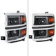 2014-2015 Chevrolet Silverado 1500 Projector Headlights w/ LED DRL (Matte Black Housing / Chrome Trim / Clear Lens)