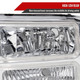 1999-2004 Ford F-250/F-350/F-450/F-550/2000-2004 Excursion Euro Factory Style Headlights with Dual LED C-Bar  (Chrome Housing/Clear Lens)