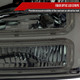 1999-2004 Ford F-250/F-350/F-450/F-550/2000-2004 Excursion Euro Factory Style Headlights with Dual LED C-Bar  (Chrome Housing/Smoke Lens)