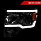2009-2014 Ford F-150 LED Tube Factory Style Headlights (Chrome Housing/Smoke Lens)