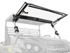 SuperATV flip-out windshield tilted open on a Kawasaki Pro FX/FXT, shown on a plain white background