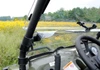 View from the Polaris Ranger driver seat of the SuperATV windshield propped open