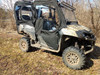 Side X Side upper doors kit on a camo Honda Pioneer 700-4, front three-quarter view in the woods