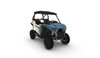 Blue Polaris RZR 900 Trail with roof, front three-quarter stock render; Dirty Teeth Racing remote start kit not shown