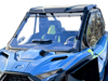 Spike windshield for Polaris RZR Pro XP and Pro S: full windshield with vent on a blue Polaris RZR, front corner view