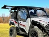 Spike door kit for Yamaha Wolverine X4 4-seat: door kit on a white UTV with a rear flap raised