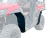 Spike fender flares for CF Moto UForce U10 Pro and U10 Pro XL: front fender flare on a red UTV, faded close-up