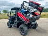 Spike fender flares for CF Moto UForce U10 Pro and U10 Pro XL: red UTV with a loaded bed rack, rear corner view