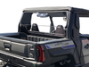 Spike rear windshield for Polaris Xpedition XP: vented rear windshield on a Polaris Xpedition, rear corner view