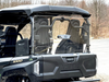 Spike rear windshield for Yamaha Wolverine X4 & RMAX4 Compact: rear windshield on a grey UTV, rear corner view
