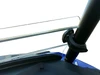 Spike short windshield for Polaris RZR XP 1000 & XP 4 1000: close-up of the half windshield clamp on the roll bar