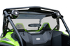 Spike rear windshield for Honda Talon 1000R and 1000X 2-seat: tinted rear windshield on a green UTV, rear view on white