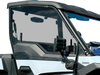 SCM door kit for Kawasaki Ridge: tinted upper door with vent on a white UTV, side close-up