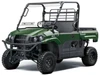 Spike windshield for Kawasaki Mule Pro-MX: vented windshield on a green Kawasaki UTV, white background
