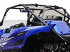 Spike rear windshield for Yamaha YXZ: tinted rear windshield on a blue Yamaha YXZ, rear corner view