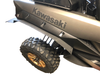Spike fender flares for Kawasaki Teryx KRX4 1000 4-seat: fender flare along a black Kawasaki body panel, close-up