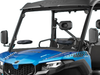 Spike windshield for CFMOTO UForce 600 and UForce 800 XL: vented windshield on a blue CFMoto UForce 600, front close view