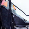 Close-up of the Seizmik framed upper door edge and steel frame meeting the Polaris General lower door