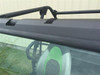 Close-up of the Extreme Metal Products glass windshield top edge, rubber trim and roof bar clamp on the Kawasaki Teryx