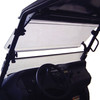 Kolpin full-tilt windshield tilted open on a John Deere XUV550/RSX850i, front view above the dash