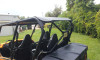 Rear three-quarter view of the Extreme Metal Products aluminum top over the rear seats and bed of the Kawasaki Teryx 4