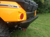 Rear corner close-up of the black tube rear bumper wrapping around the orange Kawasaki Teryx4 fender and tail light