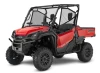 Spike windshield for Honda Pioneer 1000 and 1000-5: vented windshield on a red Honda Pioneer, white background