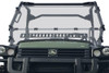 Spike Powersports vented windshield installed on a green John Deere Gator 625i/825i, straight-on front view