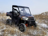 Spike windshield for Polaris full-size Ranger: multi-vent windshield on a Polaris Ranger in a snowy field