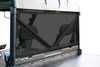 Straight rear view of the Spike Powersports tinted rear window from the Ranger cargo bed, studio shot with machine faded