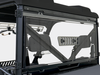 Rear three-quarter view of the Spike Powersports vented rear window on the Polaris Ranger Pro-Fit cage